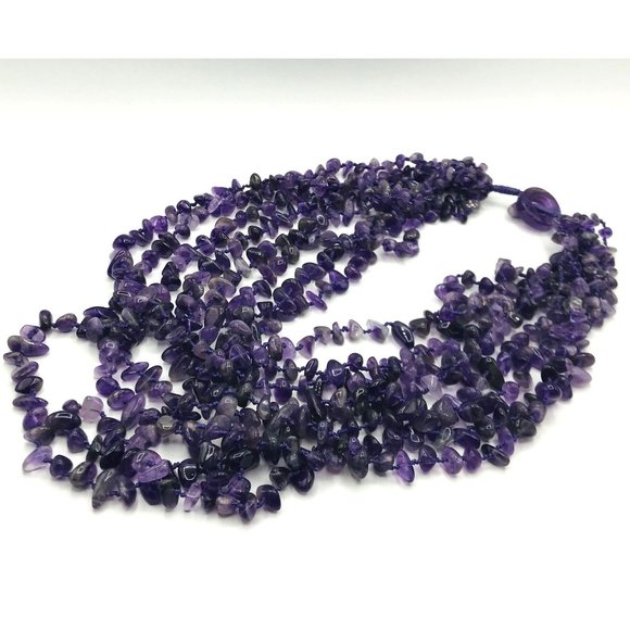Necklace 8 strands amethyst beads 16" - 26" length - Picture 1 of 6
